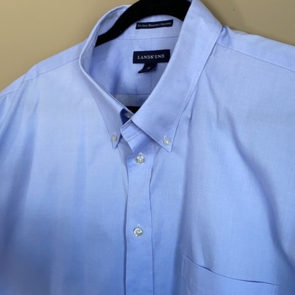 Land’s End Pinpoint Oxford Short Sleeve Shirt - Picture 2 of 12